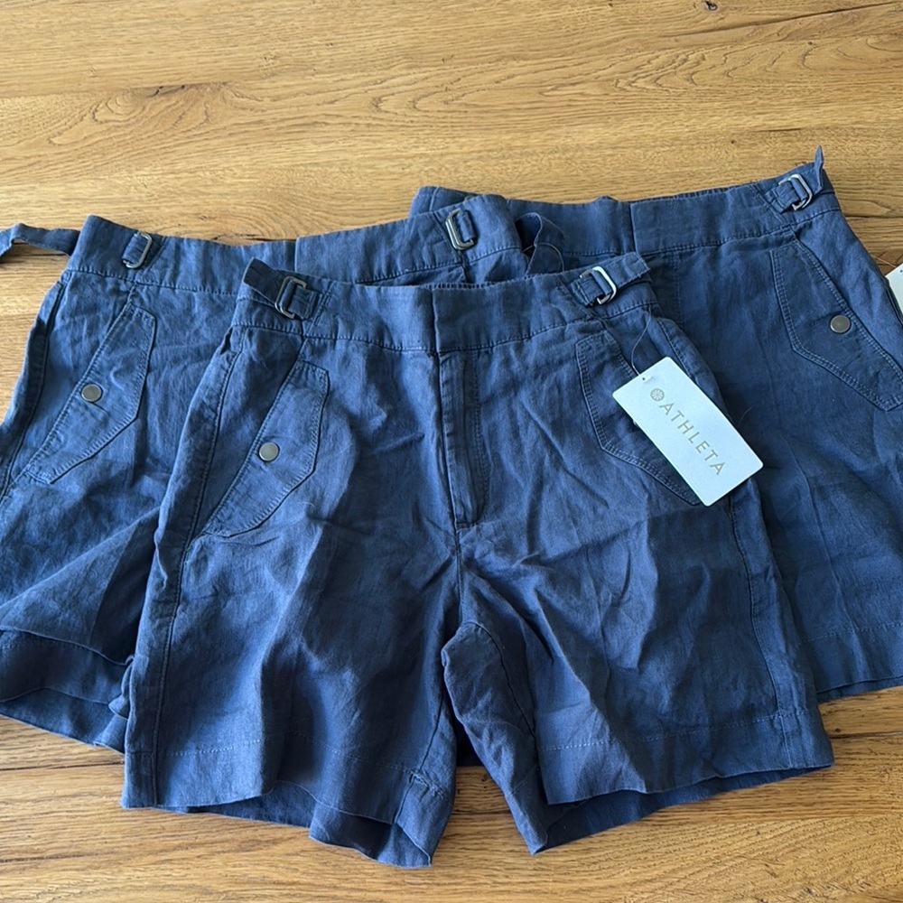 Athleta Blue Voyager Linen Shorts NWT - Picture 4 of 4